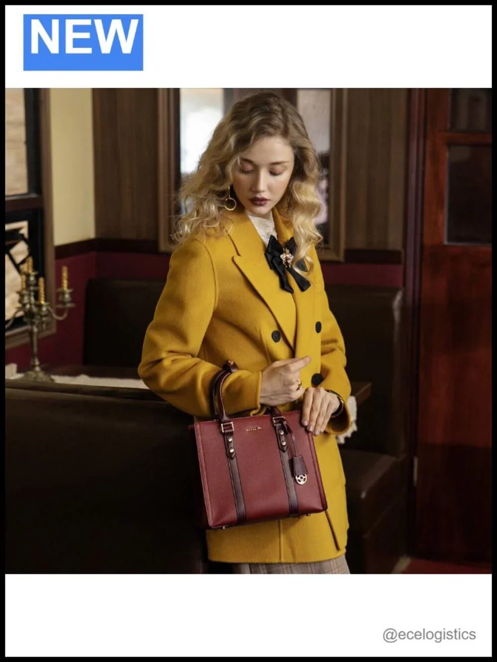 Genuine Leather Satchel Shoulder Bag with Padded Handle
